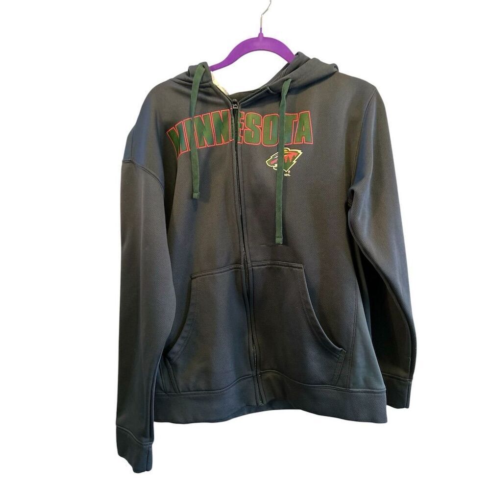 Antigua Men's Green Minnesota Wild Full Zip Hoodie Size L NHL Hockey